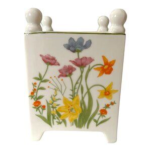 Vintage 1974 Mann Fine China Day Lily Mini Planter Vase Floral Porcelain